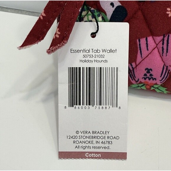Vera Bradley Wristlet Holiday Hounds ID cardholder Wallet Cotton 2024 Dogs - Picture 4 of 8